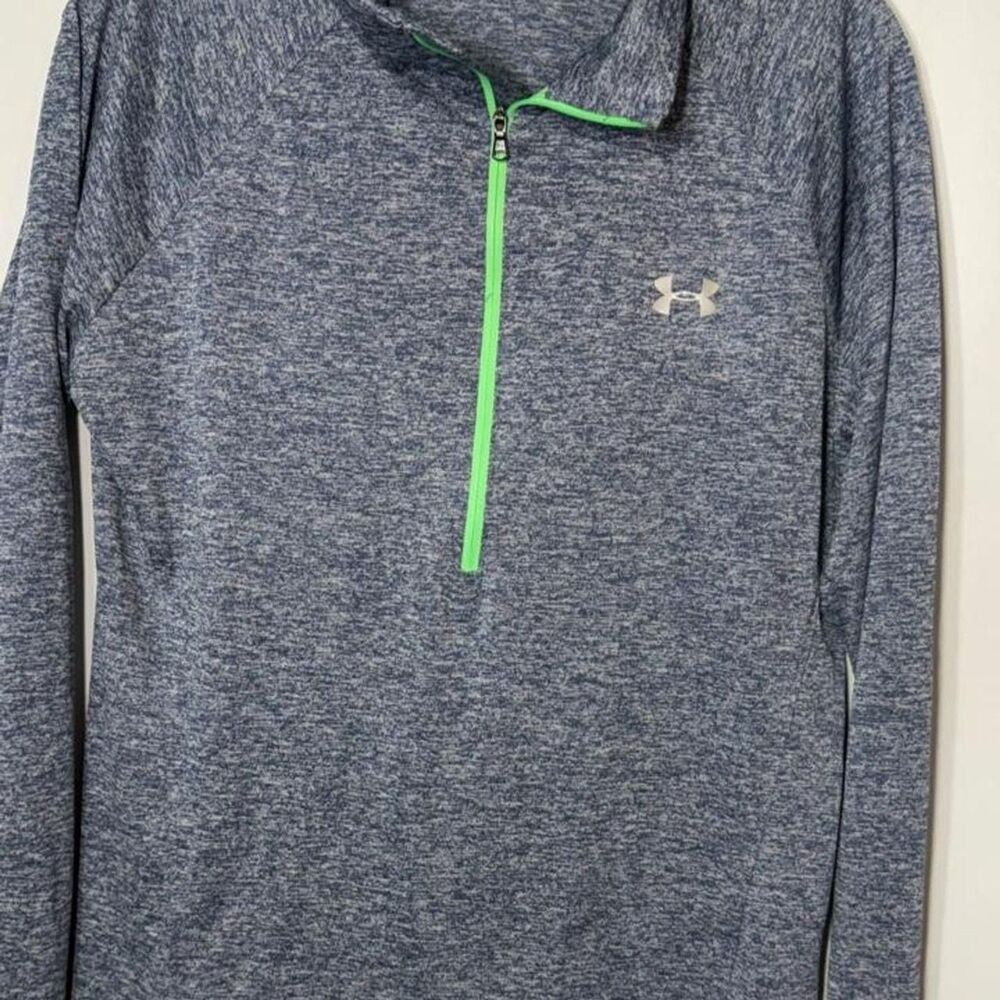 Under Armour Women's Blue Green Heathered Lightweight Quarter Zip Long Sleeve